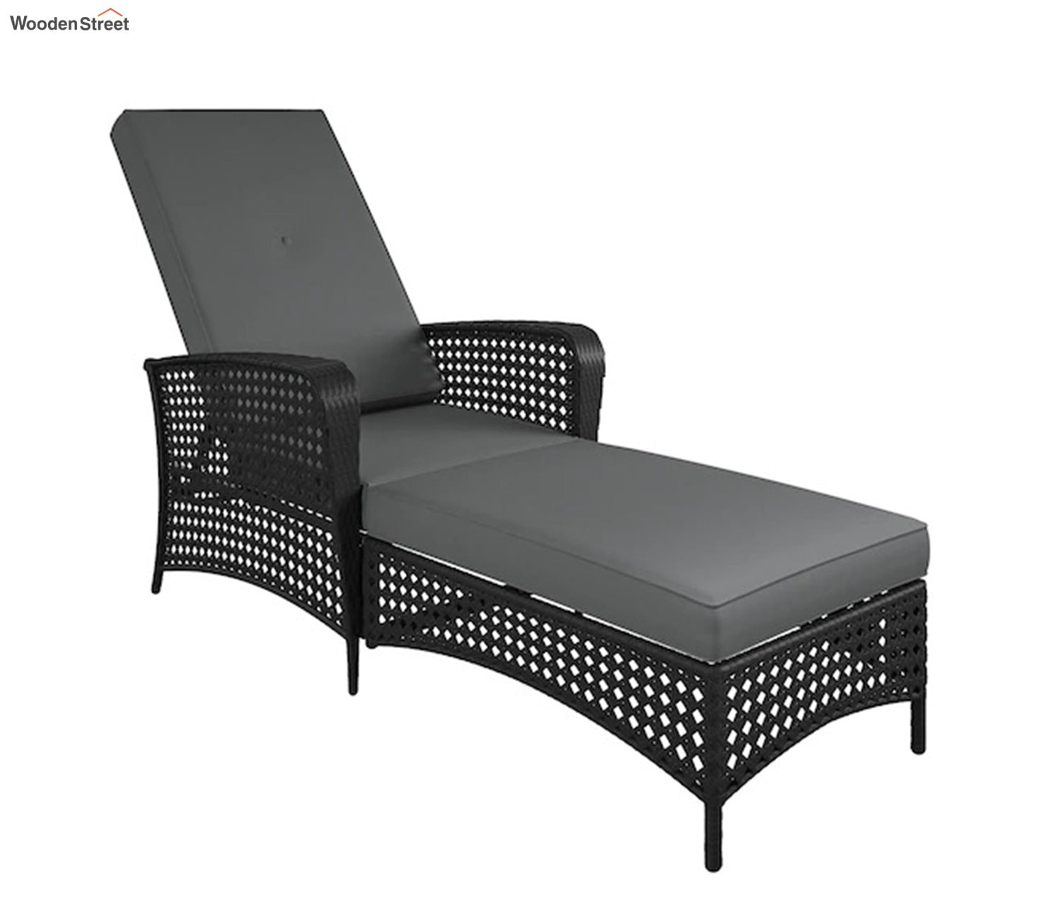 Black Reclining Outdoor Chaise Lounge Chair