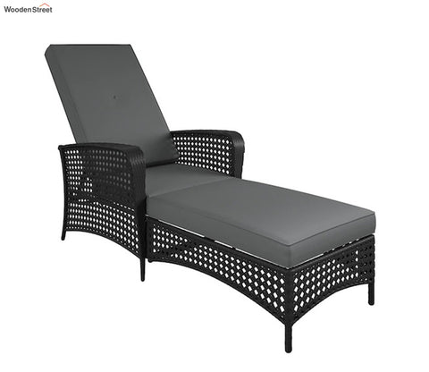 Black Reclining Outdoor Chaise Lounge Chair