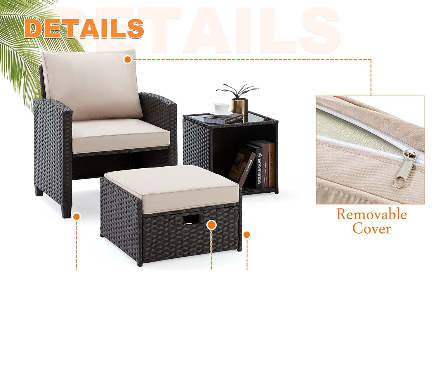Wicker Seating Outdoor Patio Set (Beige)