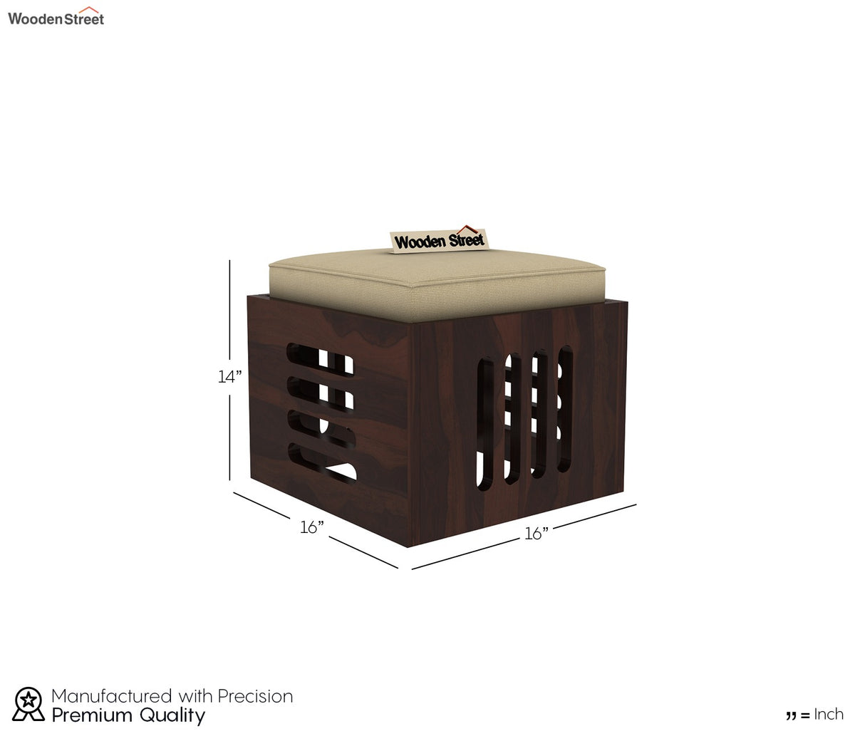 Petlin Sheesham Wood Coffee Table with 4 Seating Stools (Walnut Finish)