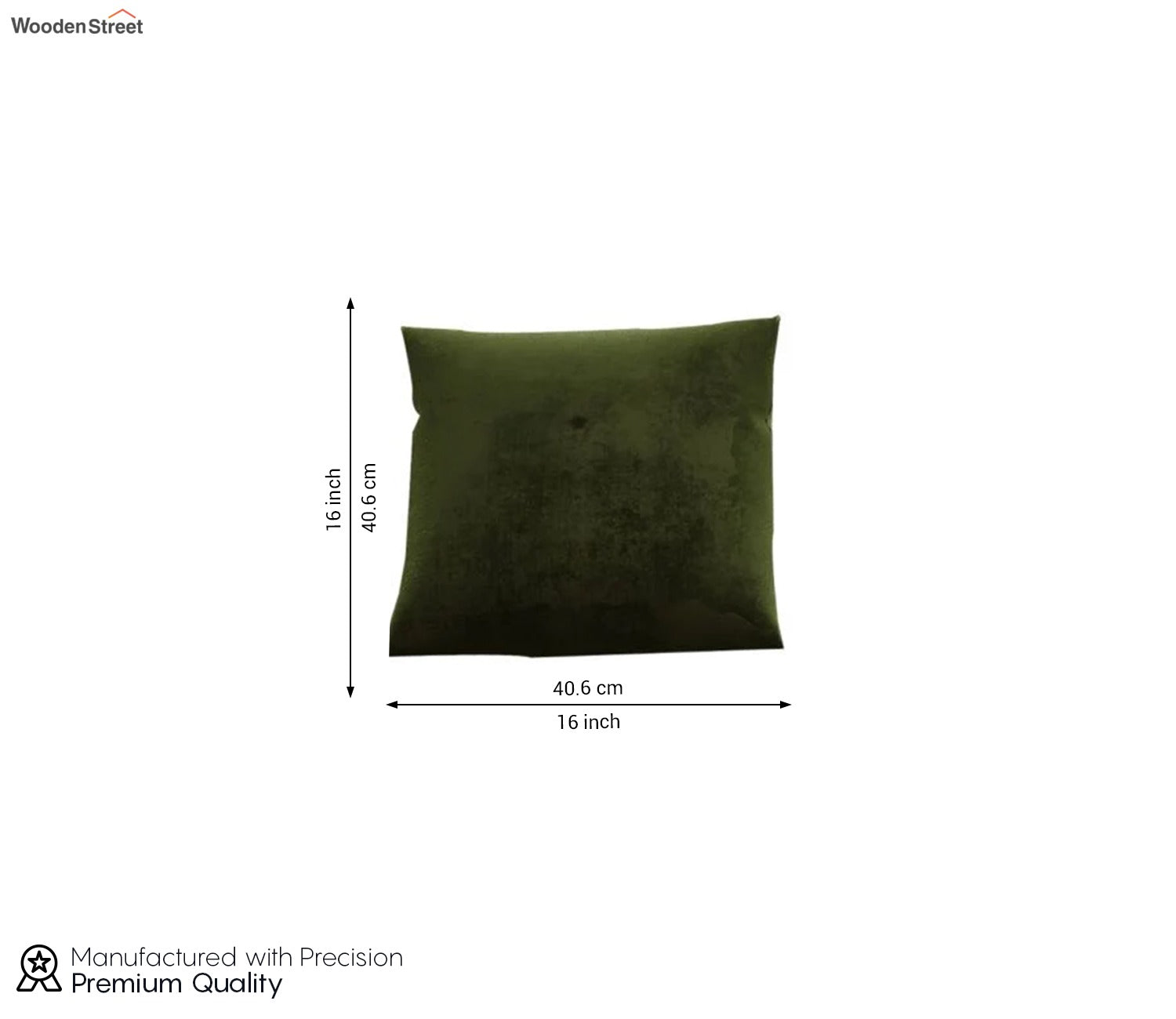 Krista Cushion Cover with Filler - Pack of 1 (16x16 Inch, Dark Olive Green)