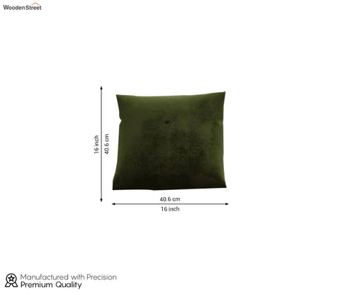 Krista Cushion Cover with Filler - Pack of 1 (16x16 Inch, Dark Olive Green)