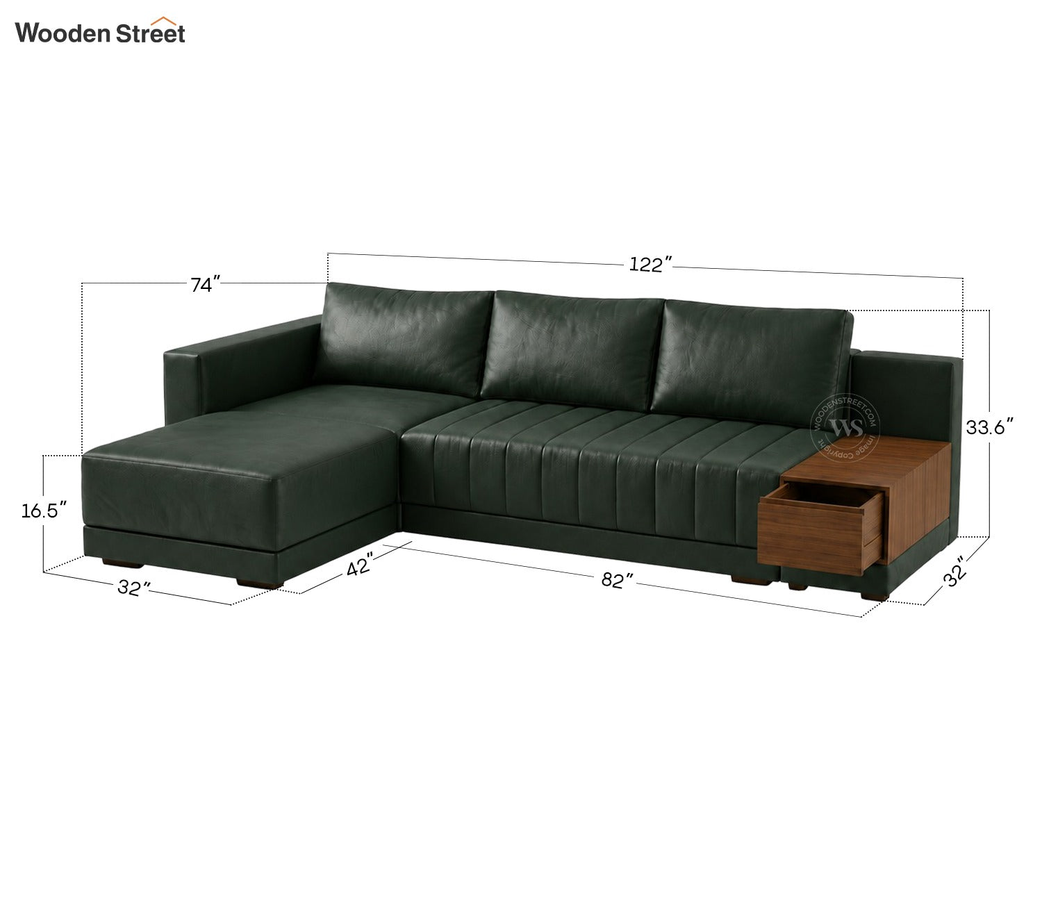 Oasis L-Shape Left Aligned Sectional Sofa (Leatherette, Leaf)