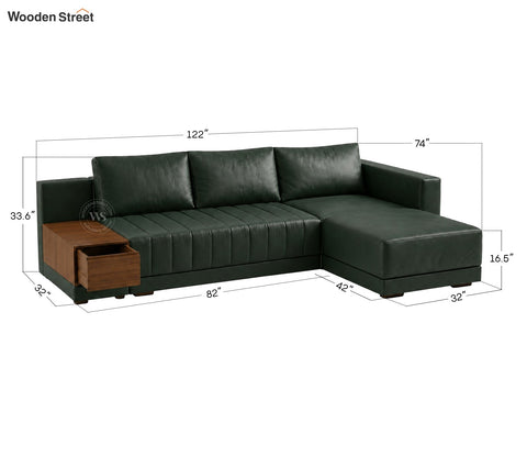 Oasis L-Shape Right Aligned Sectional Sofa (Leatherette, Leaf)