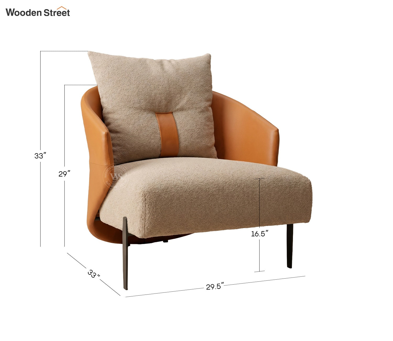 Velora Premium Lounge Chair With Leatherette Backrest & Plush Fabric Seating (Dual Tone)