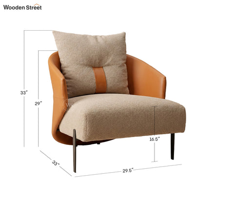 Velora Premium Lounge Chair With Leatherette Backrest & Plush Fabric Seating (Dual Tone)