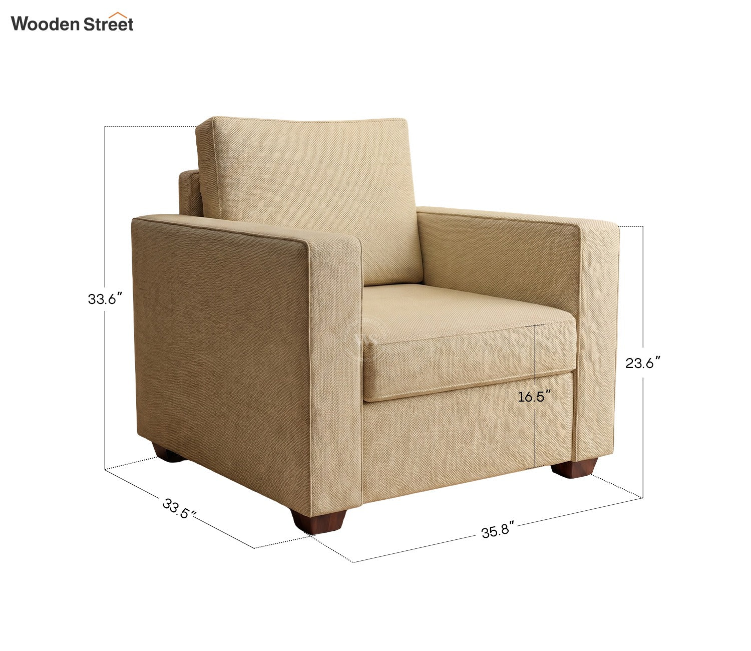 Albus One Seater Fabric Sofa (Cotton, Irish Cream)