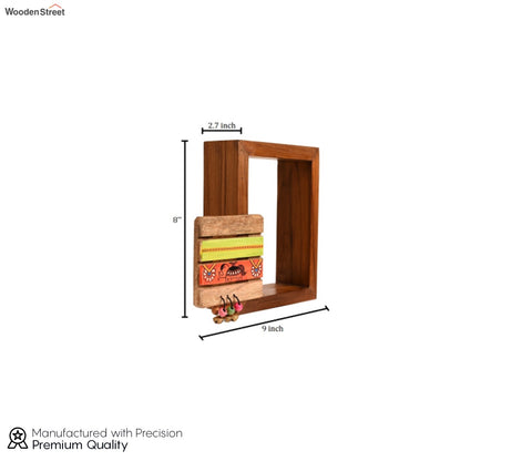 Black Colour Two Wooden Shelves With Two Madhubani Design Pots