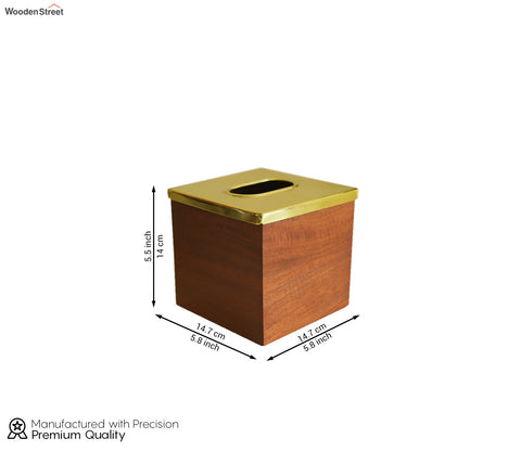 Taya Designer Glass With Wood Tissue Box