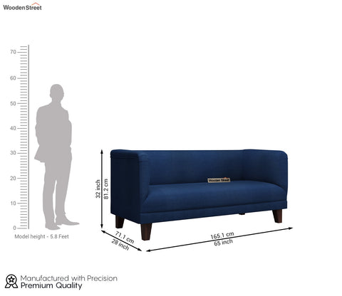 Dexter 3 Seater Fabric Sofa (Cotton, Azure Blue)
