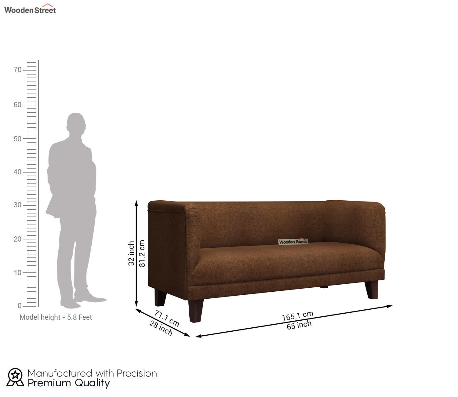 Dexter 3 Seater Fabric Sofa (Cotton, Mocha Brown)