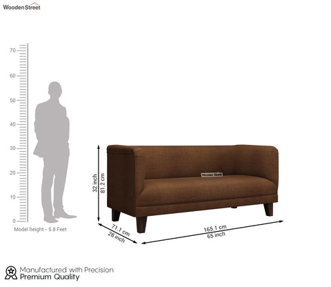 Dexter 3 Seater Fabric Sofa (Cotton, Mocha Brown)