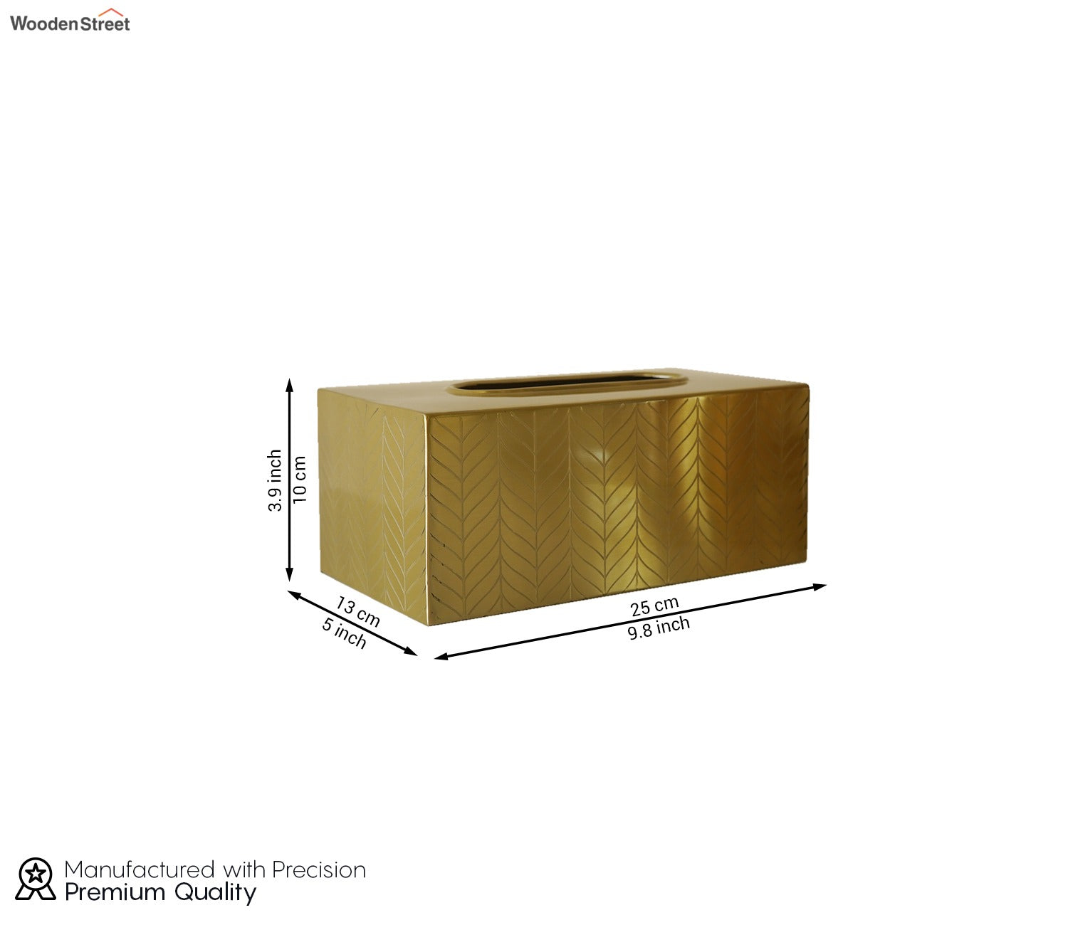 Portia Herringbone Gold And Amber Luster Tissue Box
