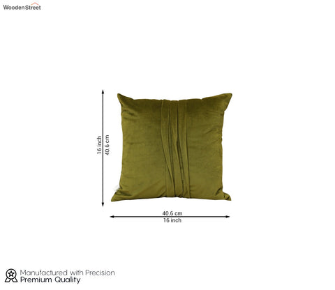 Caro Velvet Pleated Cushion Cover - Pack of 1 (16 x 16 Inch, Dark Olive Green)