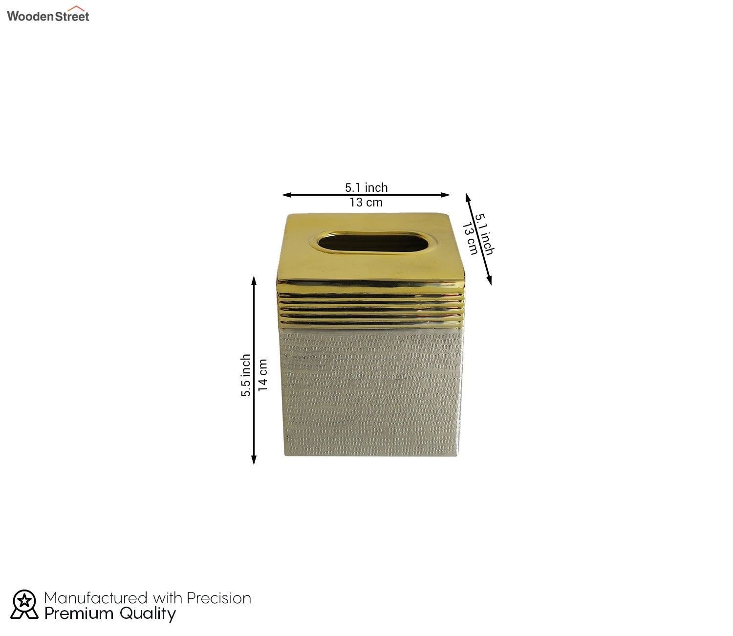 Neysa Hammered Gold and Silver Tissue Box