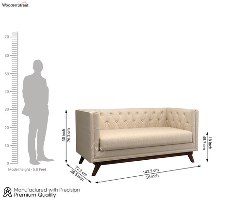 Berlin 2 Seater Sofa (Cotton, Jade Ivory)