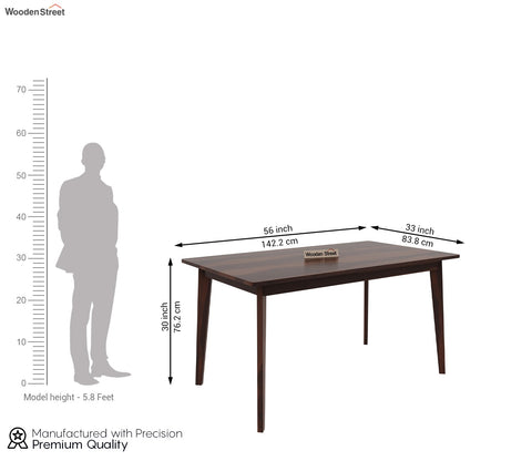 Calabria 6 Seater Sheesham Wood Dining Table (Walnut Finish)