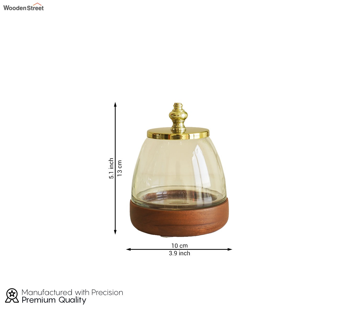 Taya Designer Glass With Wood Cotton Jar