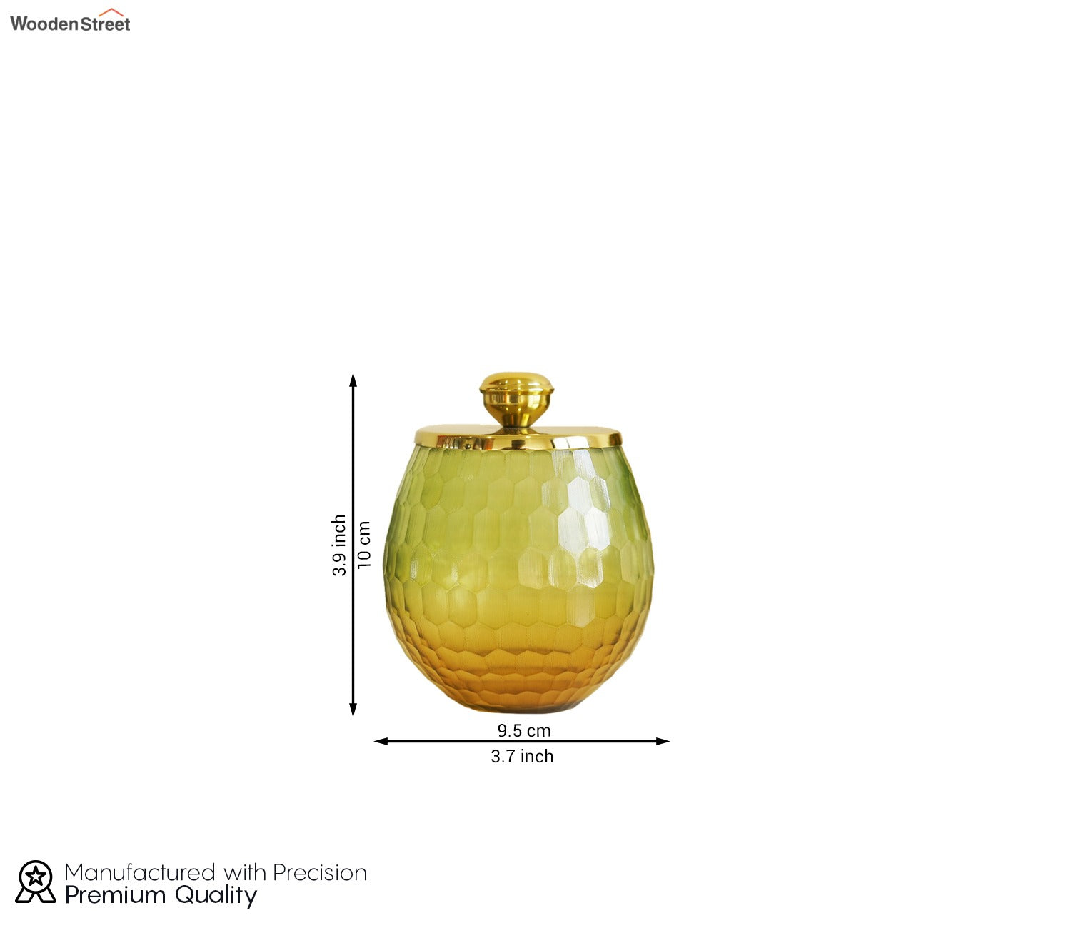 Sorrel Shady Green and Gold Glass Cotton Jar