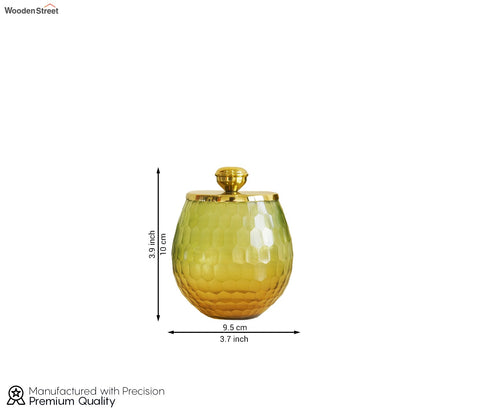 Sorrel Shady Green and Gold Glass Cotton Jar