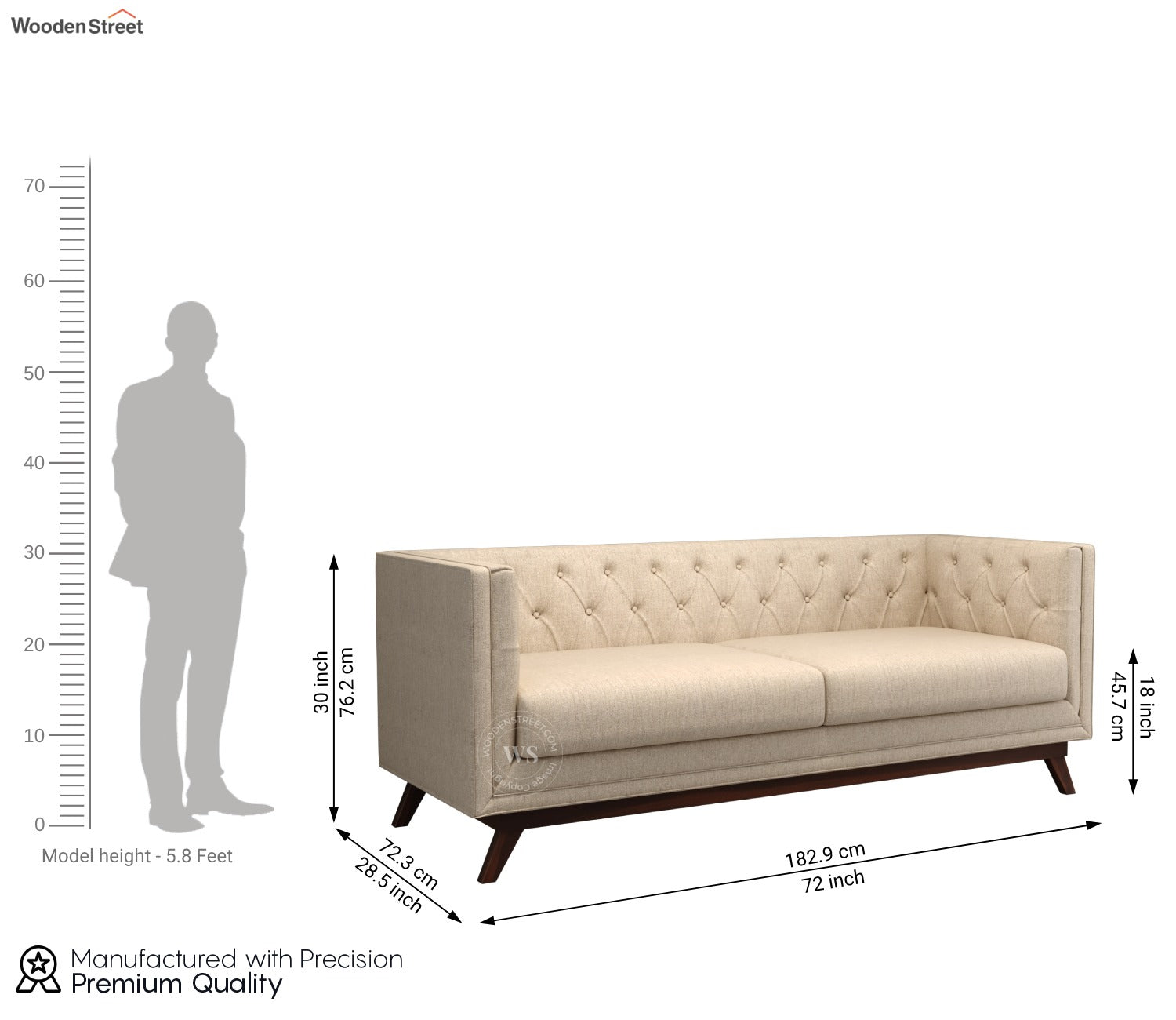 Berlin 3 Seater Sofa (Cotton, Jade Ivory)
