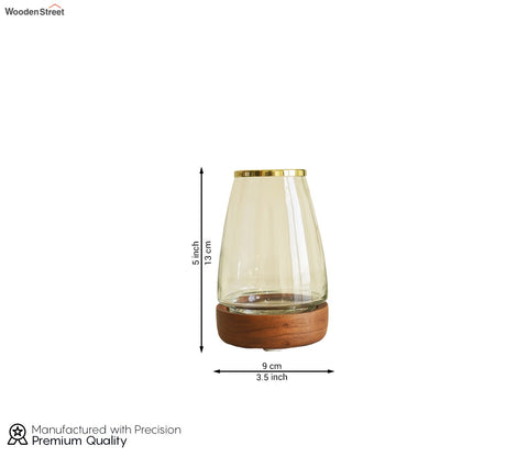Taya Designer Glass With Wood Tooth Brush Holder