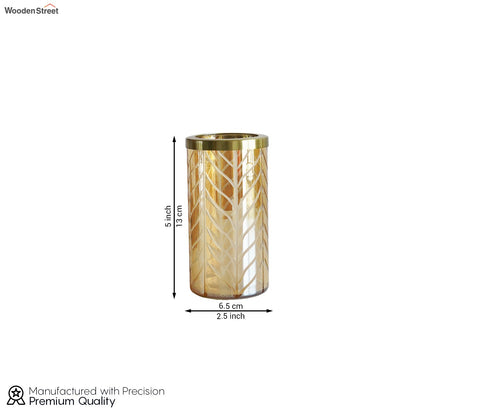 Portia Herringbone Gold And Amber Luster Toothbrush Holder