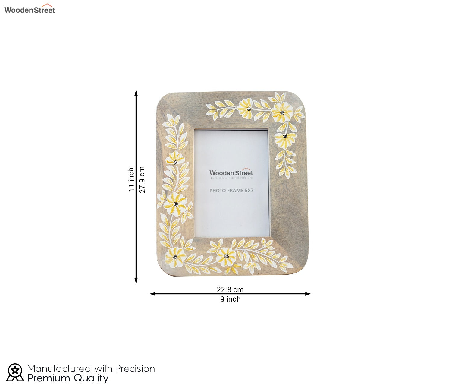 Adiva Floral Hand Painted Wooden Photo Frame