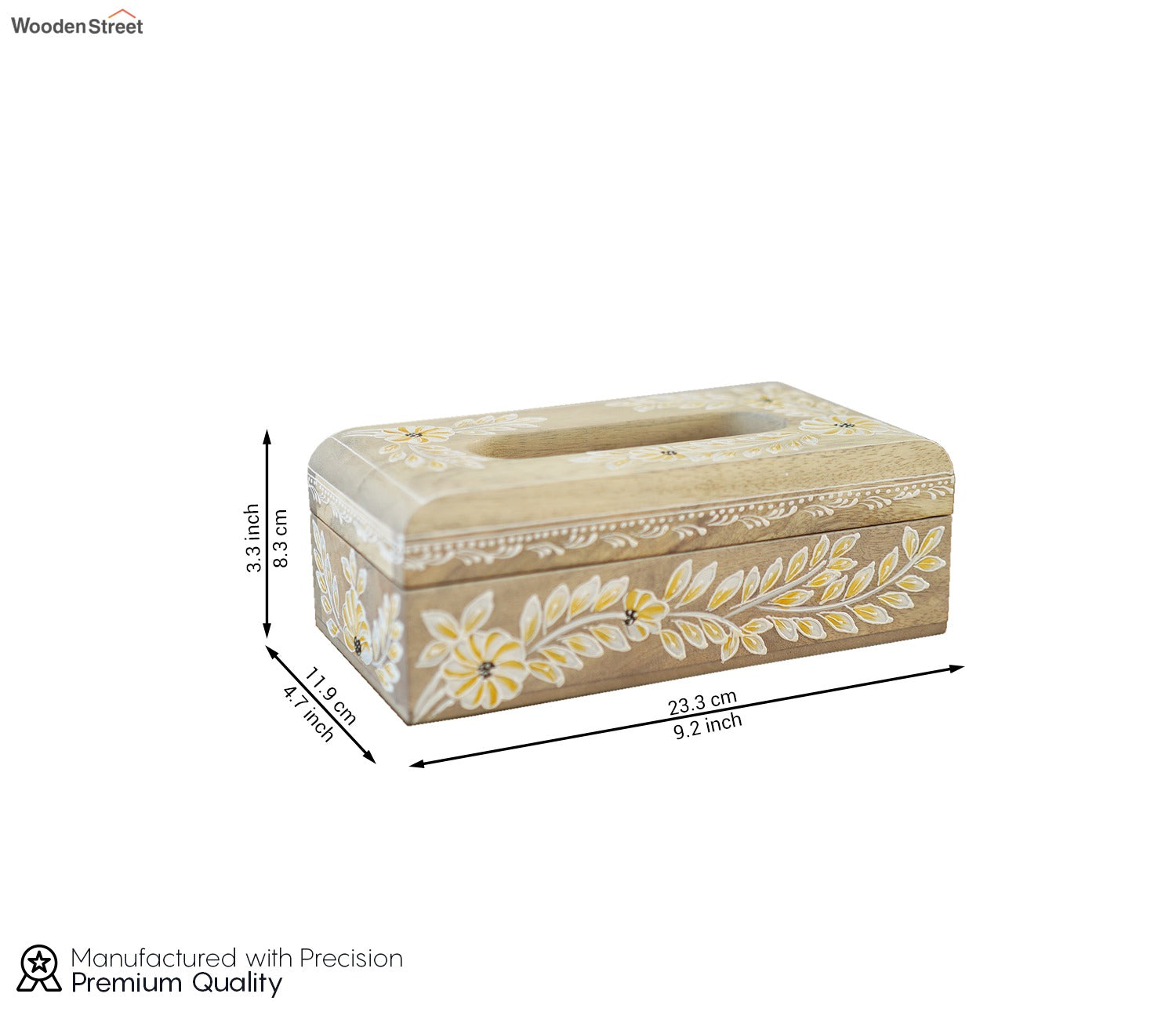 Adiva Floral Hand Painted Wooden Tissue Holder Box