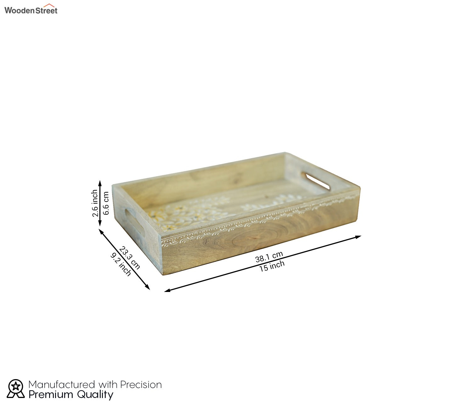 Adiva Floral Hand Painted Wooden Rectangle Serving Tray