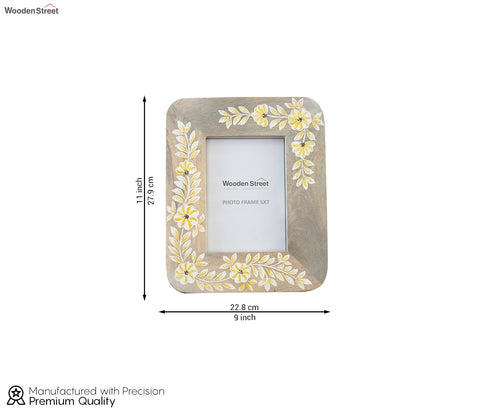 Adiva Floral Hand Painted Wooden Photo Frame