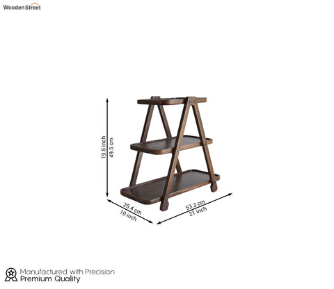 Saira 3 Tier Solid Wood Kitchen Rack (Teak Finish)