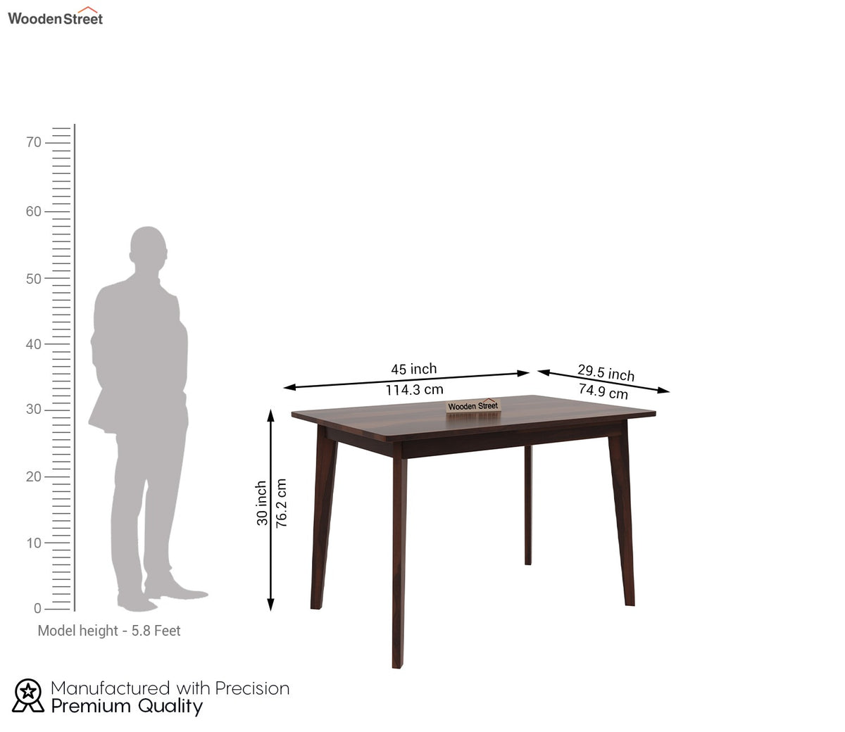 Calabria 4 Seater Sheesham Wood Dining Table (Walnut Finish)