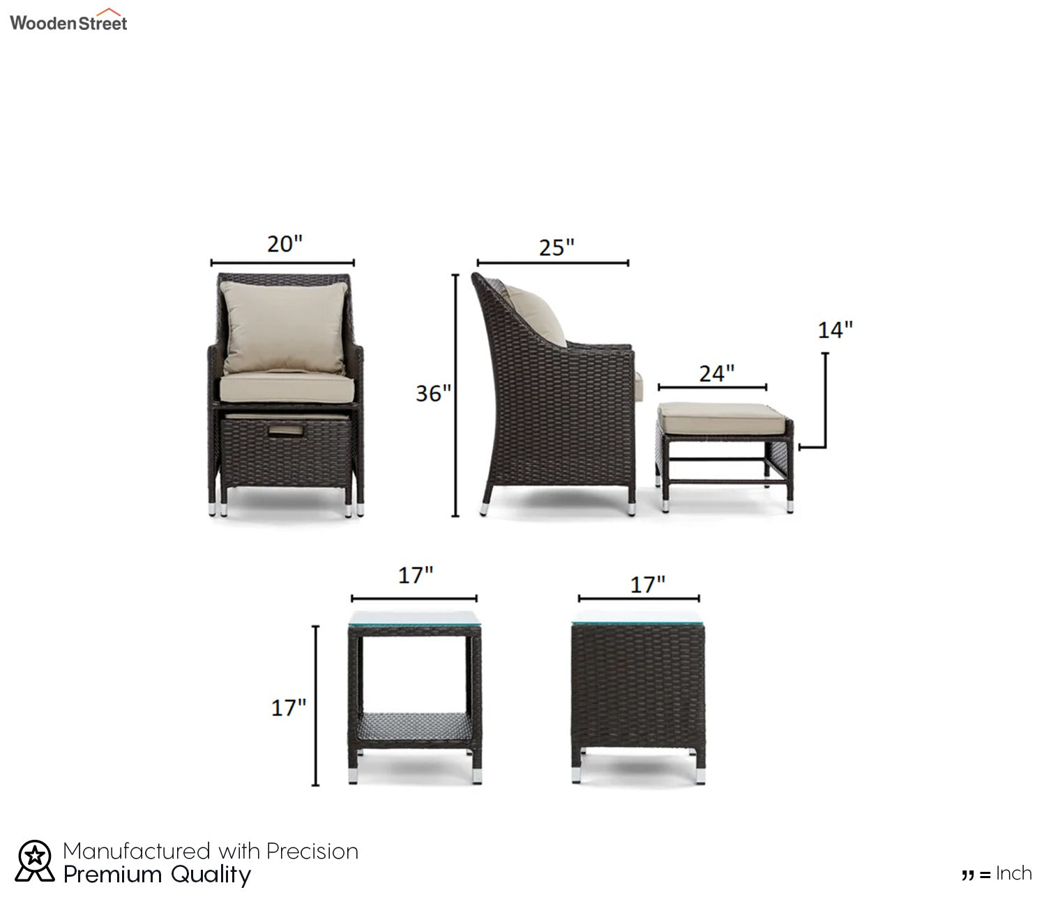 Wicker Seating Outdoor Patio Set (Tan Brown)