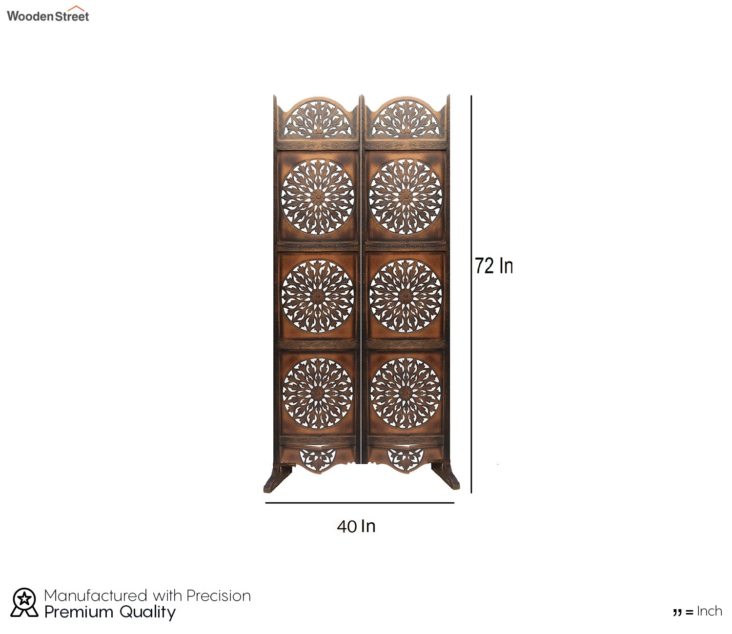 Adrian Floral Hand Carved Wooden Room Divider Single Panel With Stand