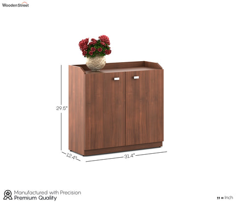 Kosmo Minima Delux Rigato Engineered Wood Shoe Rack in Natural Teak Finish