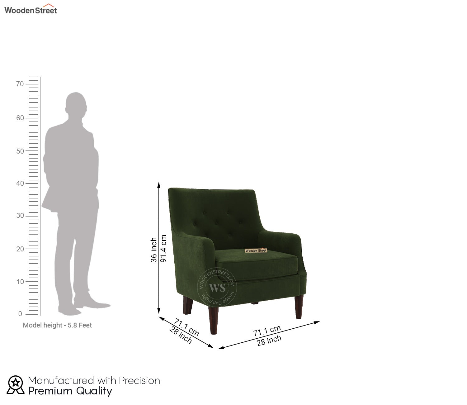 Adoree Lounge Chair (Dark Olive Green)