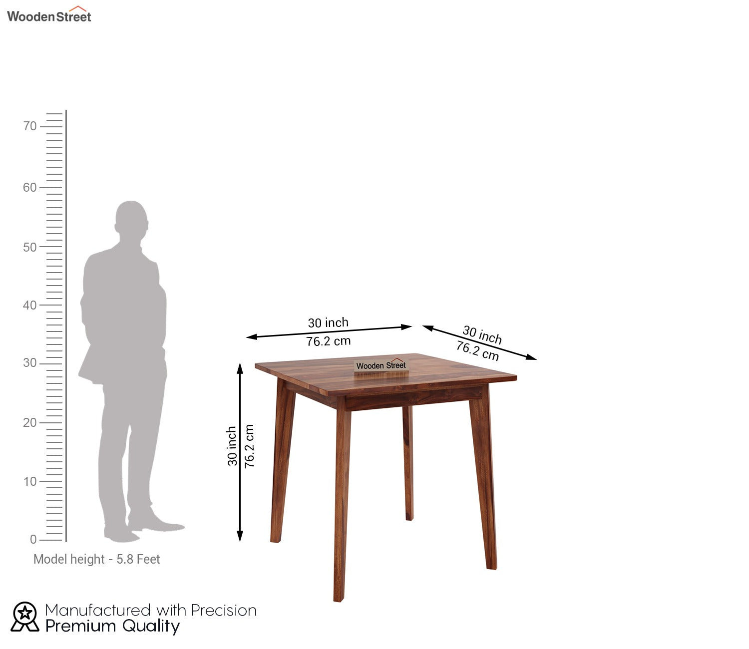 Calabria 2 Seater Sheesham Wood Dining Table (Honey Finish)