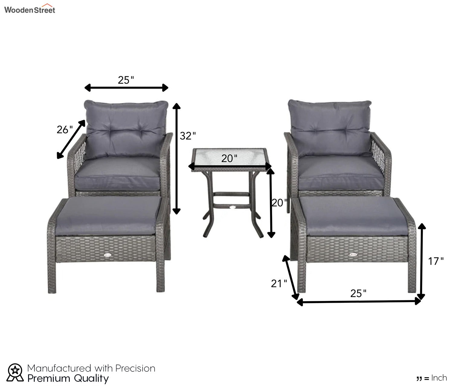 Wicker Seating Outdoor Patio Set (Light Grey)