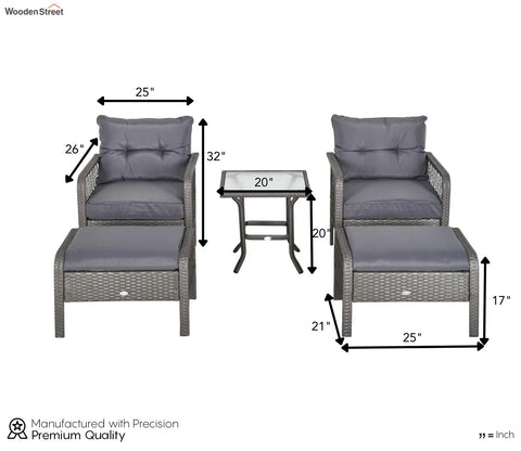 Wicker Seating Outdoor Patio Set (Light Grey)