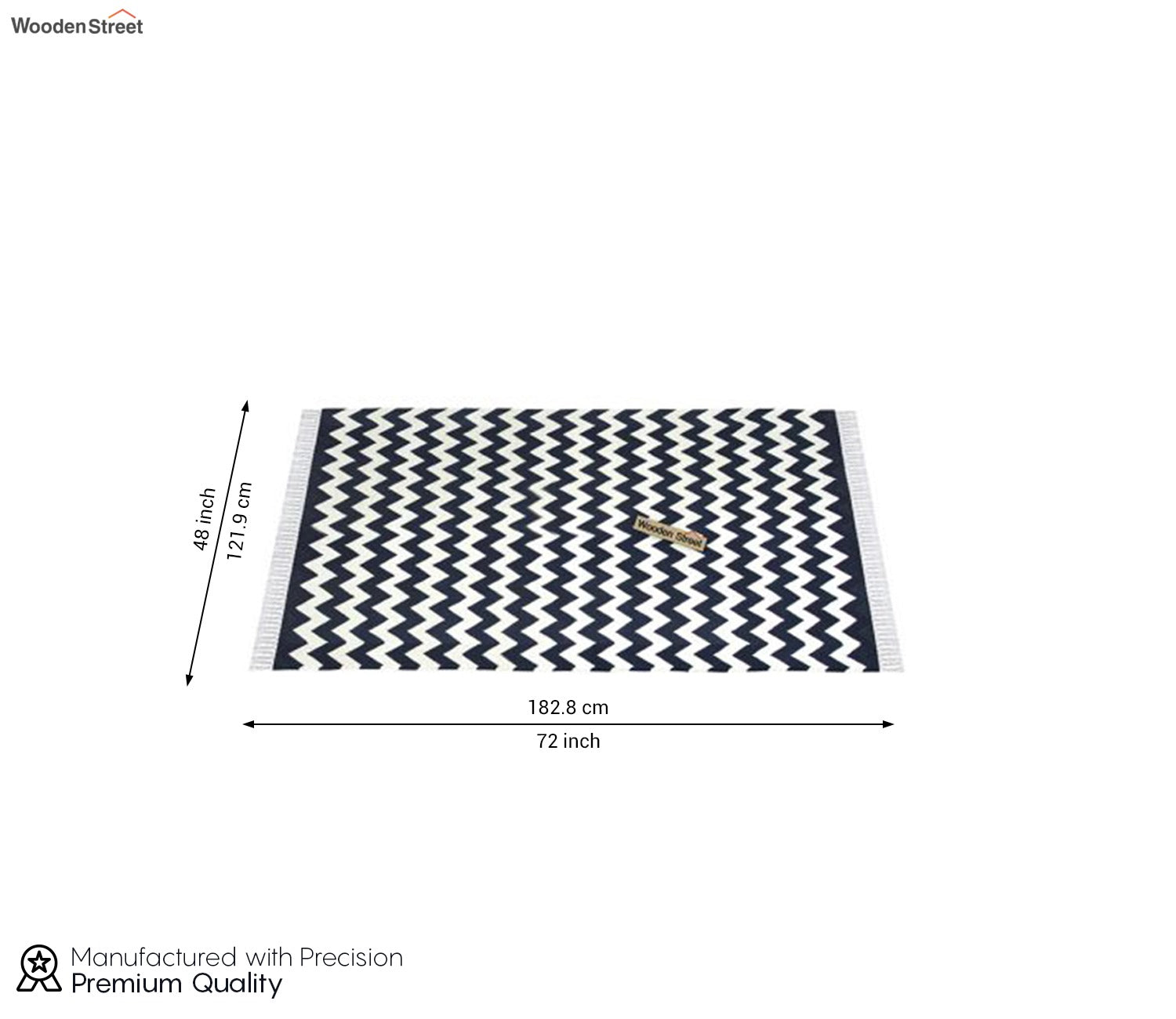 White Wave Cotton Flat Weave Rug - 4 x 6 Feet