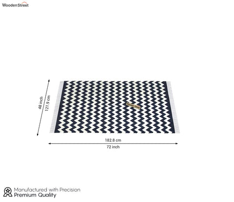 White Wave Cotton Flat Weave Rug - 4 x 6 Feet