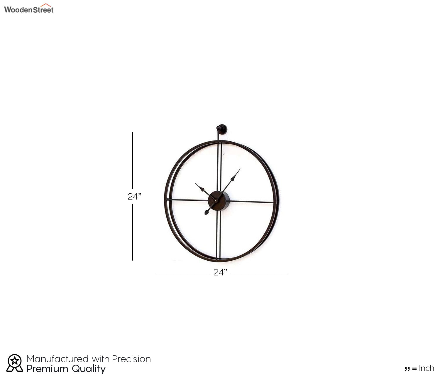 Black Round Analog Metal Wall Clock