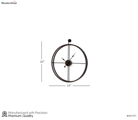 Black Round Analog Metal Wall Clock