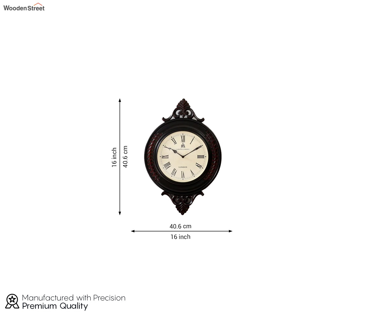 Flint Hand Carved Analog Wooden Wall Clock