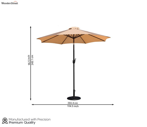 MS Powder Coated Center Poll Waterproof Cloth Outdoor Umbrella (Beige)
