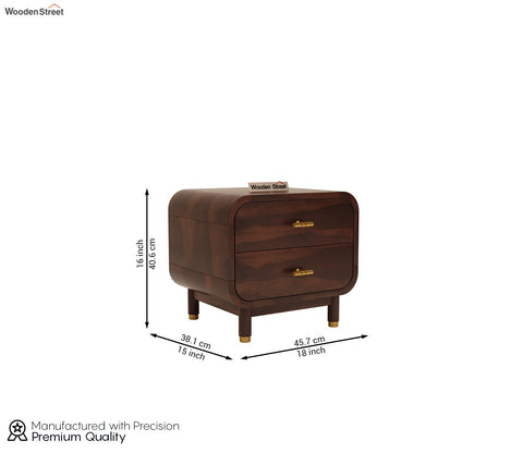 Lotus Premium Sheesham Wood Bedside Table (Walnut Finish)