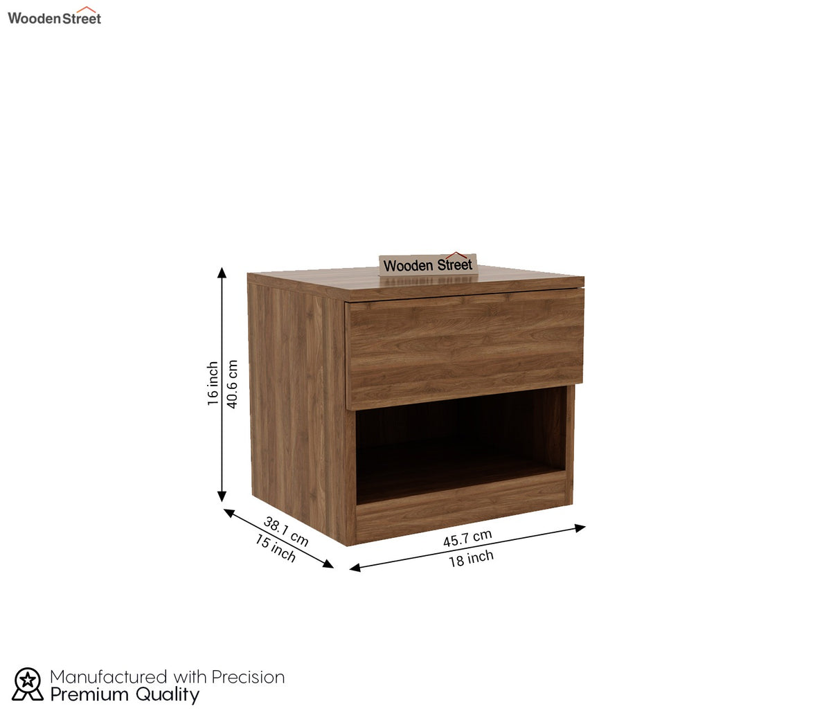Barriss Engineered Wood Bedside Table (Columbian Walnut Finish)