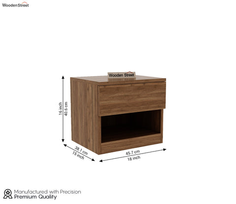 Barriss Engineered Wood Bedside Table (Columbian Walnut Finish)