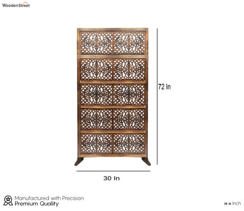 Ethan Floral Hand Carved Wooden Room Divider Single Panel With Stand